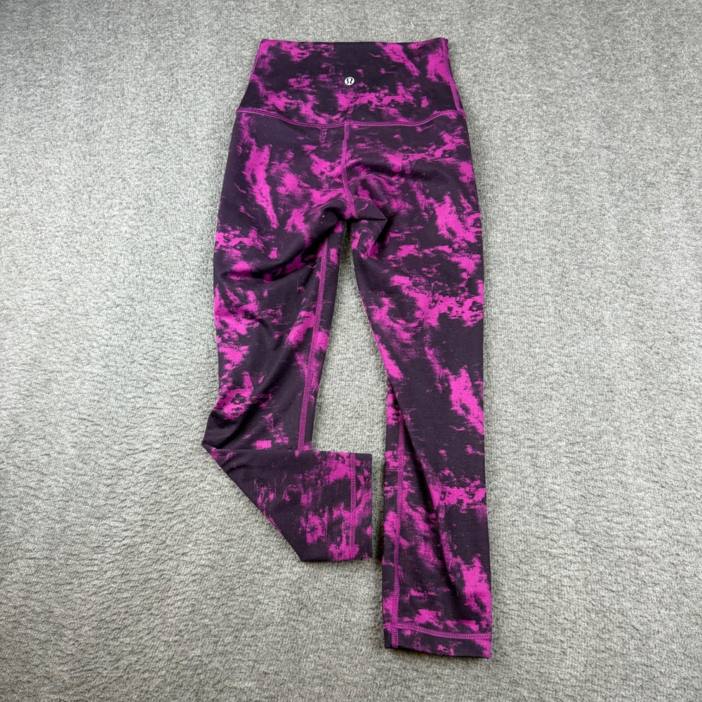 Lululemon Leggings Women's 4 Purple Pink Cloud Wash High Rise Crop Leggings